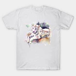 Resting and Alert Blue Eyed White Tiger T-Shirt